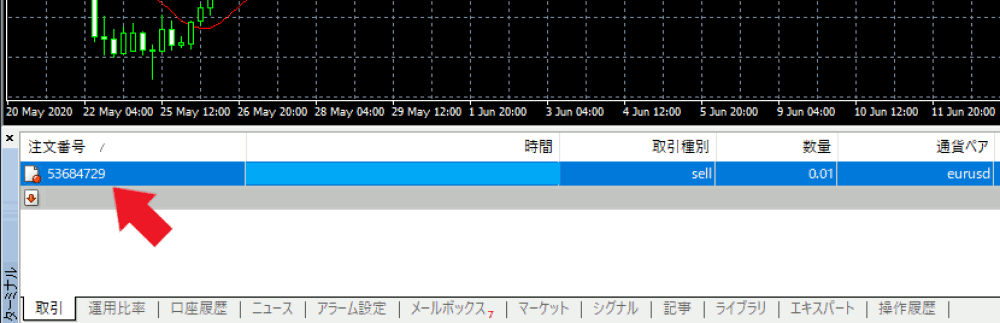 MT4ポジション表示画面