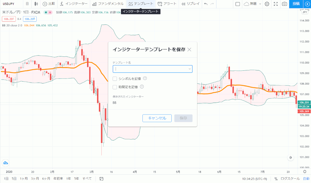 Tradingviewインジケーターのテンプレート作成方法