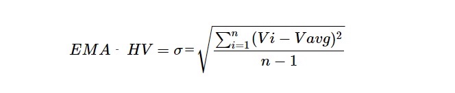 ヒストリカルボラティリティの計算式（EMA）