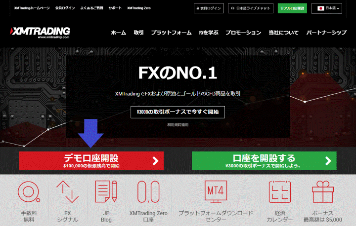 XMの公式ホームページ