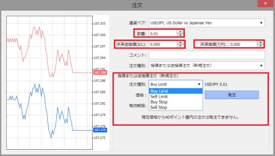 XMウェブトレーダー(WebTrader)の注文画面