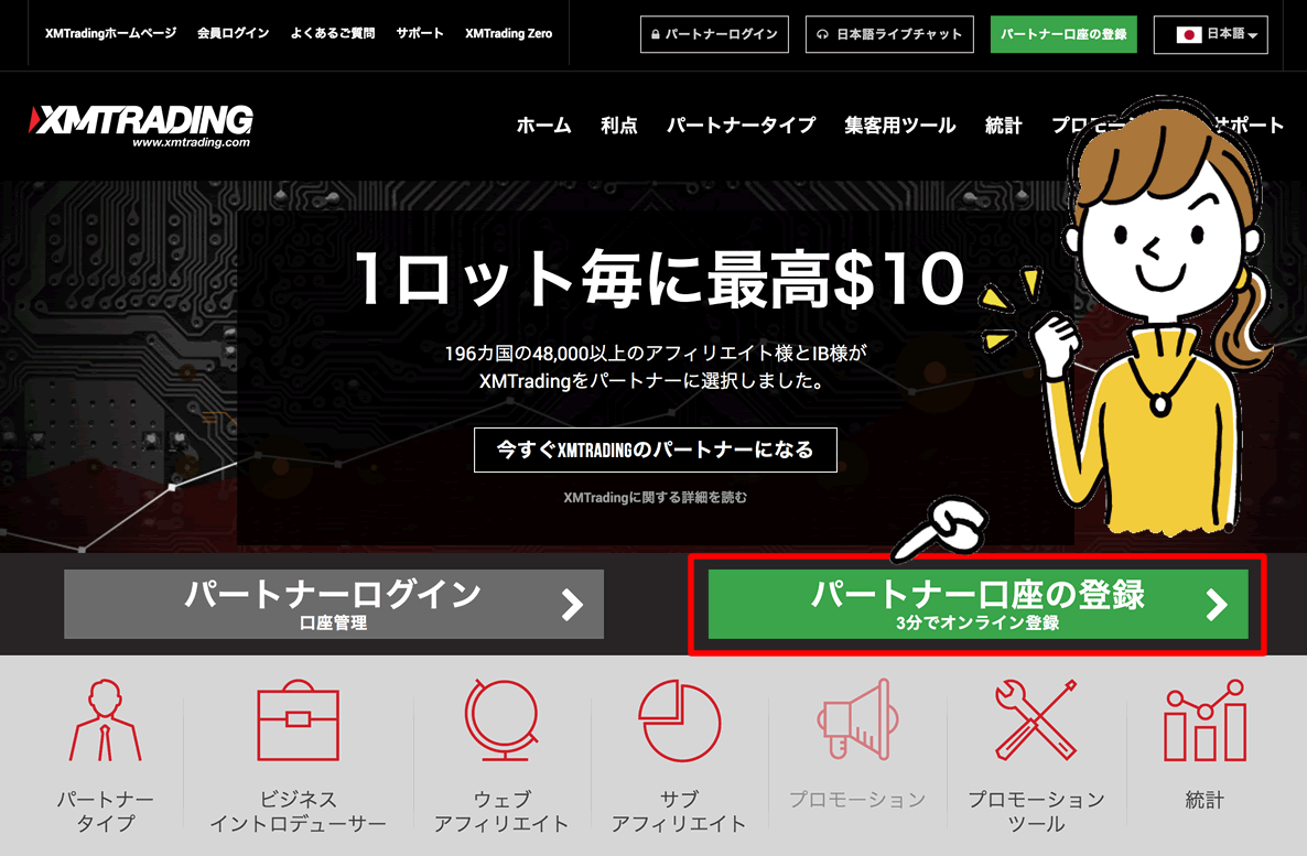 XMのパートナー口座を開設する