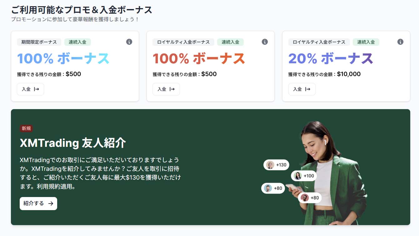 ご利用可能なプロモ&入金ボーナス