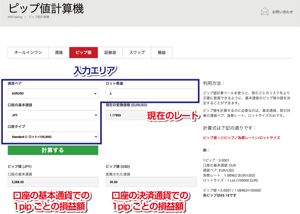 ピップ値計算ツール