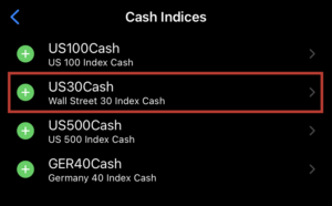 NYダウ（US30）-MT4/MT5スマホアプリのUS30Cash